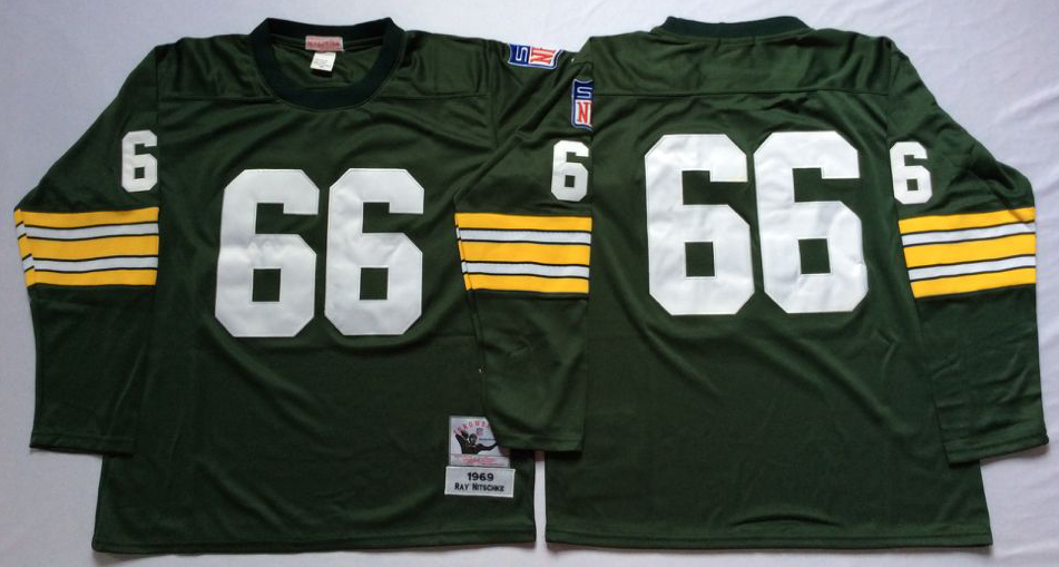 Men NFL Green Bay Packers 66 Nitschke green style 2 Mitchell Ness jerseys